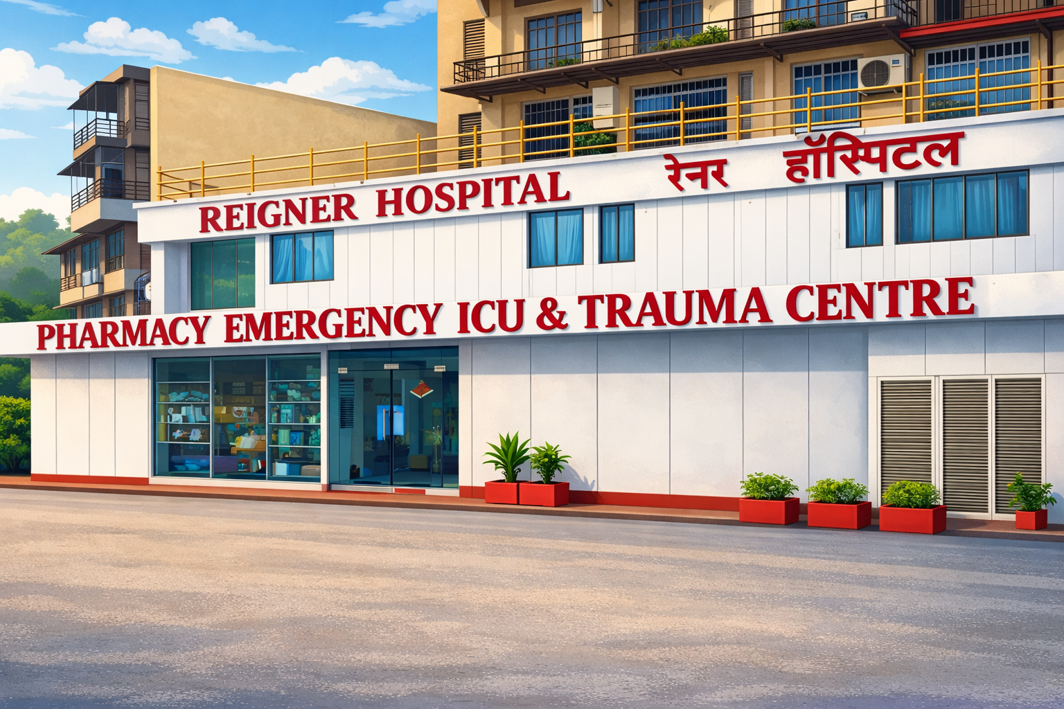 Reigner Hospital Building and Modern Lobby in Ulwe Navi Mumbai