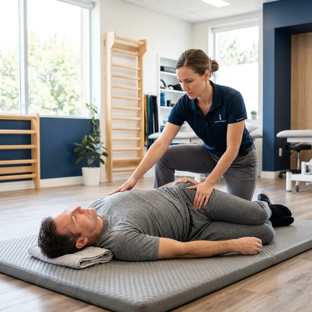 Patient undergoing spinal physical therapy at Reigner Hospital